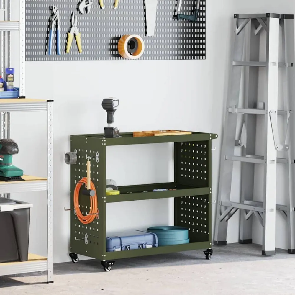 vidaXL Accesorios De Bricolaje-Carro de herramientas con estante 75 x 35 x 73 cm