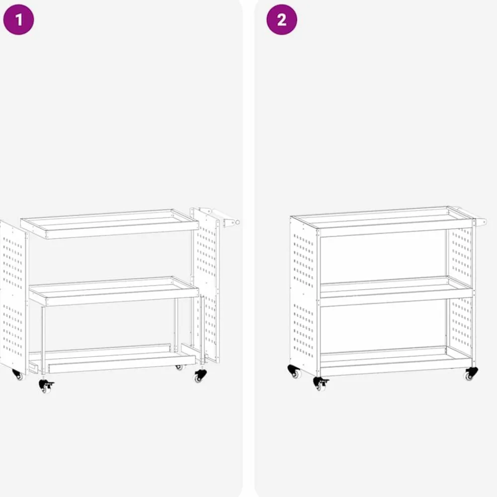vidaXL Accesorios De Bricolaje-Carro de herramientas con estante 75 x 35 x 73 cm
