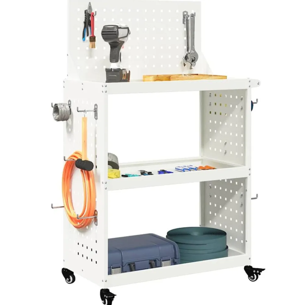 vidaXL Carro de herramientas 65 x 35 x 111 cm Acero laminado en frío White Hot
