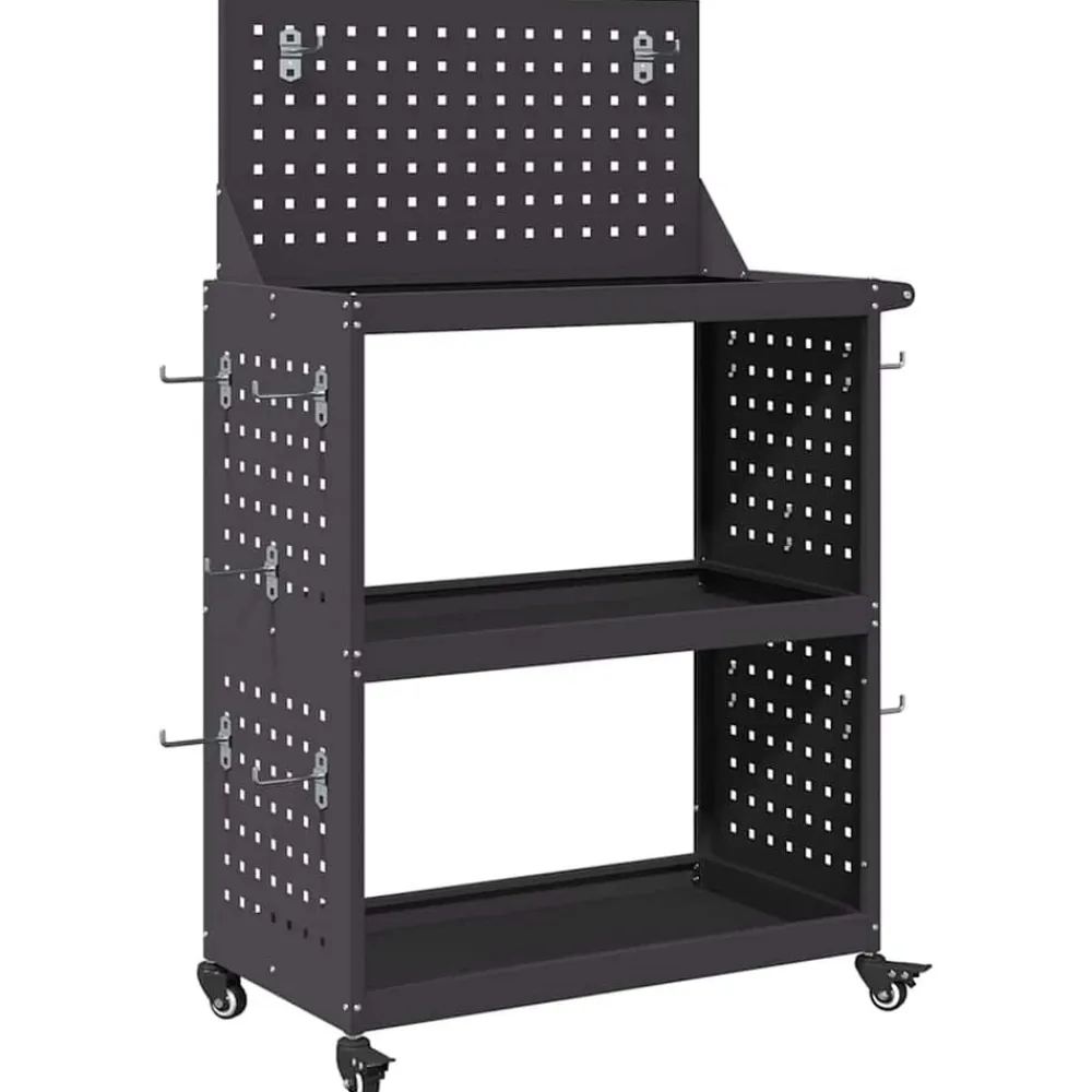 vidaXL Accesorios De Bricolaje-Carro de herramientas con estante 65 x 35 x 111 cm