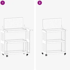 vidaXL Accesorios De Bricolaje-Carro de herramientas con estante 65 x 35 x 111 cm