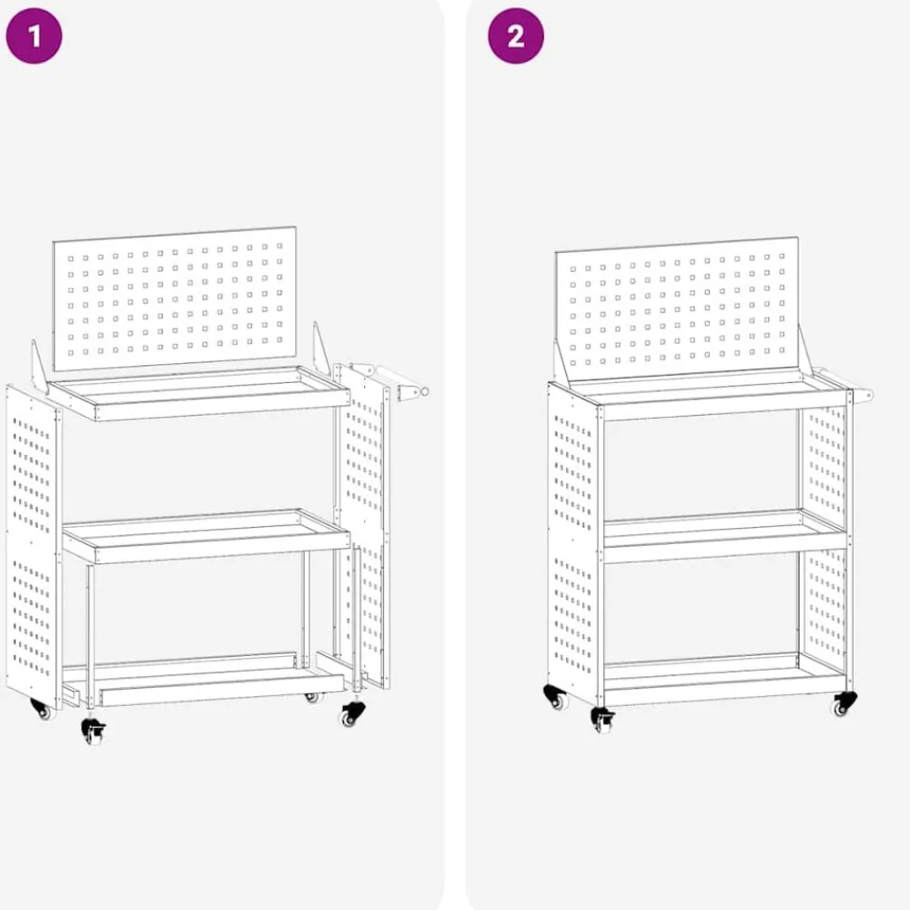 vidaXL Accesorios De Bricolaje-Carro de herramientas con estante 65 x 35 x 111 cm
