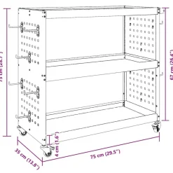 vidaXL Accesorios De Bricolaje-Carro de herramientas 75 x 35 x 73 cm Acero laminado en frío
