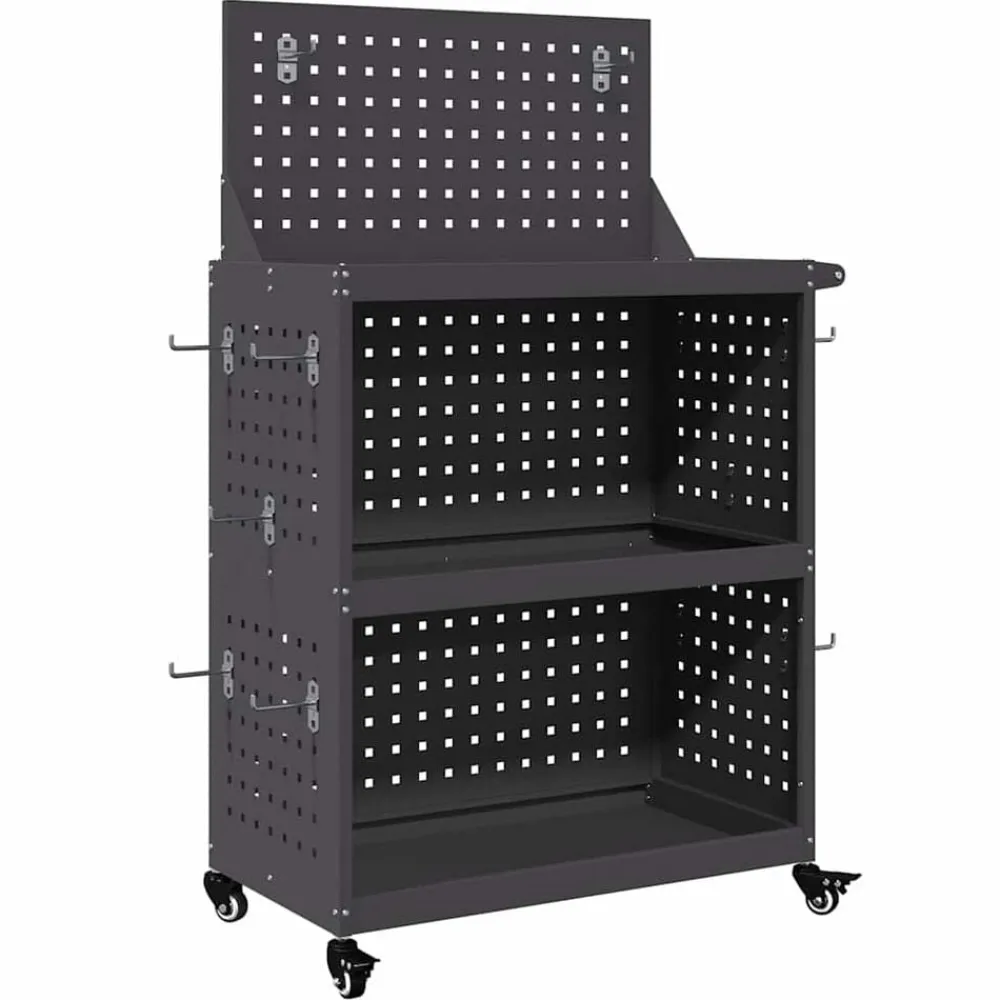 vidaXL Accesorios De Bricolaje-Carro de herramientas con estante 65 x 35 x 111 cm