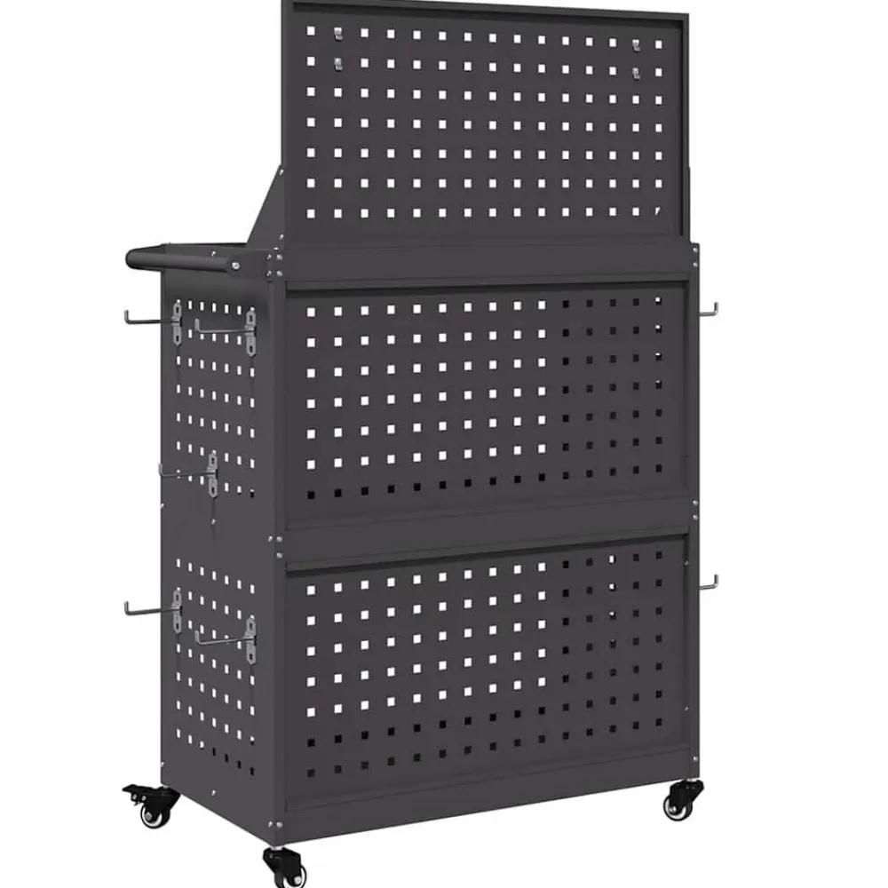 vidaXL Accesorios De Bricolaje-Carro de herramientas con estante 65 x 35 x 111 cm