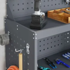 vidaXL Accesorios De Bricolaje-Carro de herramientas con estante 65 x 35 x 111 cm