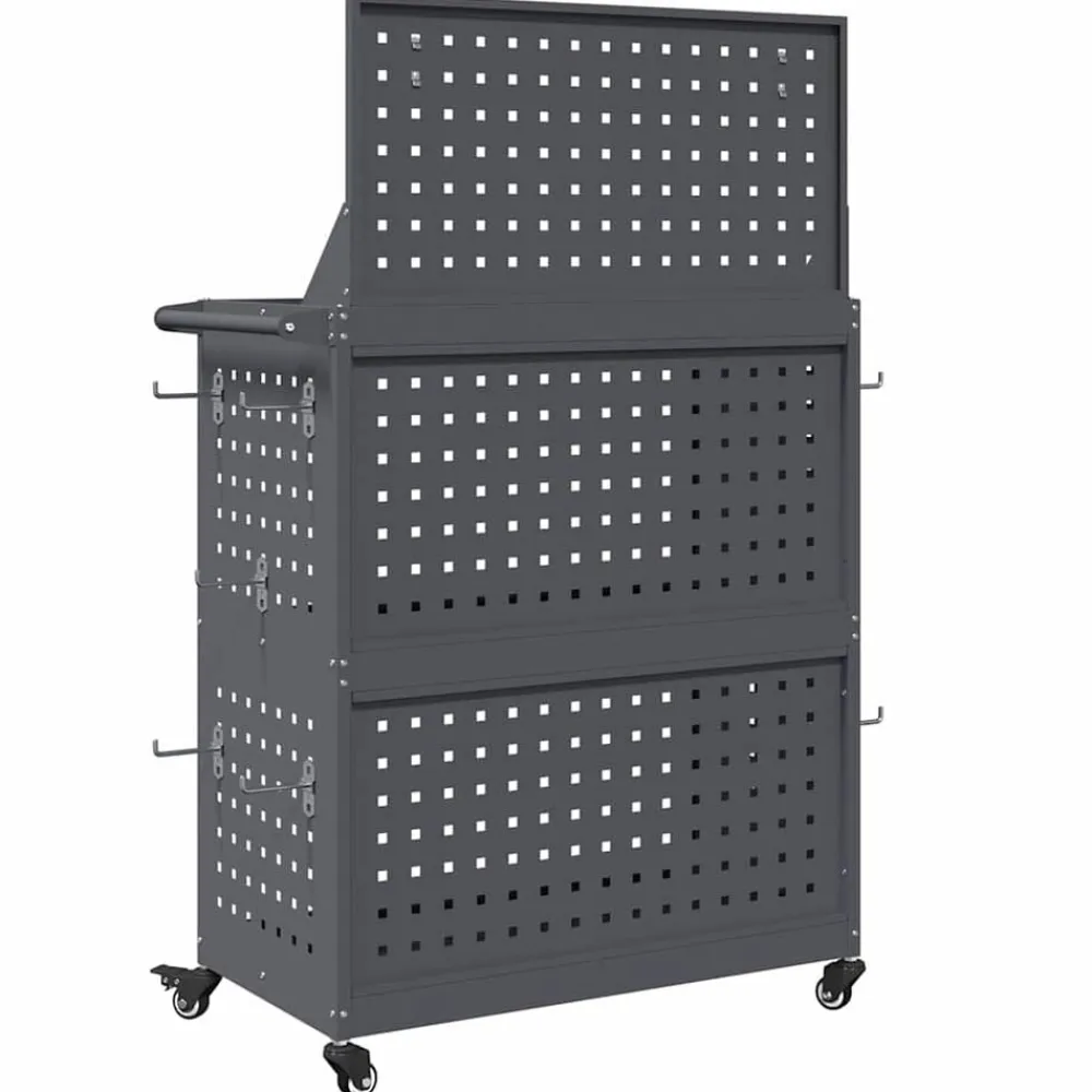 vidaXL Accesorios De Bricolaje-Carro de herramientas con estante 65 x 35 x 111 cm