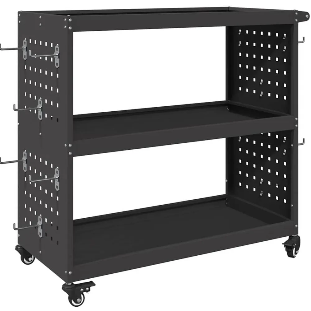 vidaXL Carro de herramientas con estante 75 x 35 x 73 cm Negro New