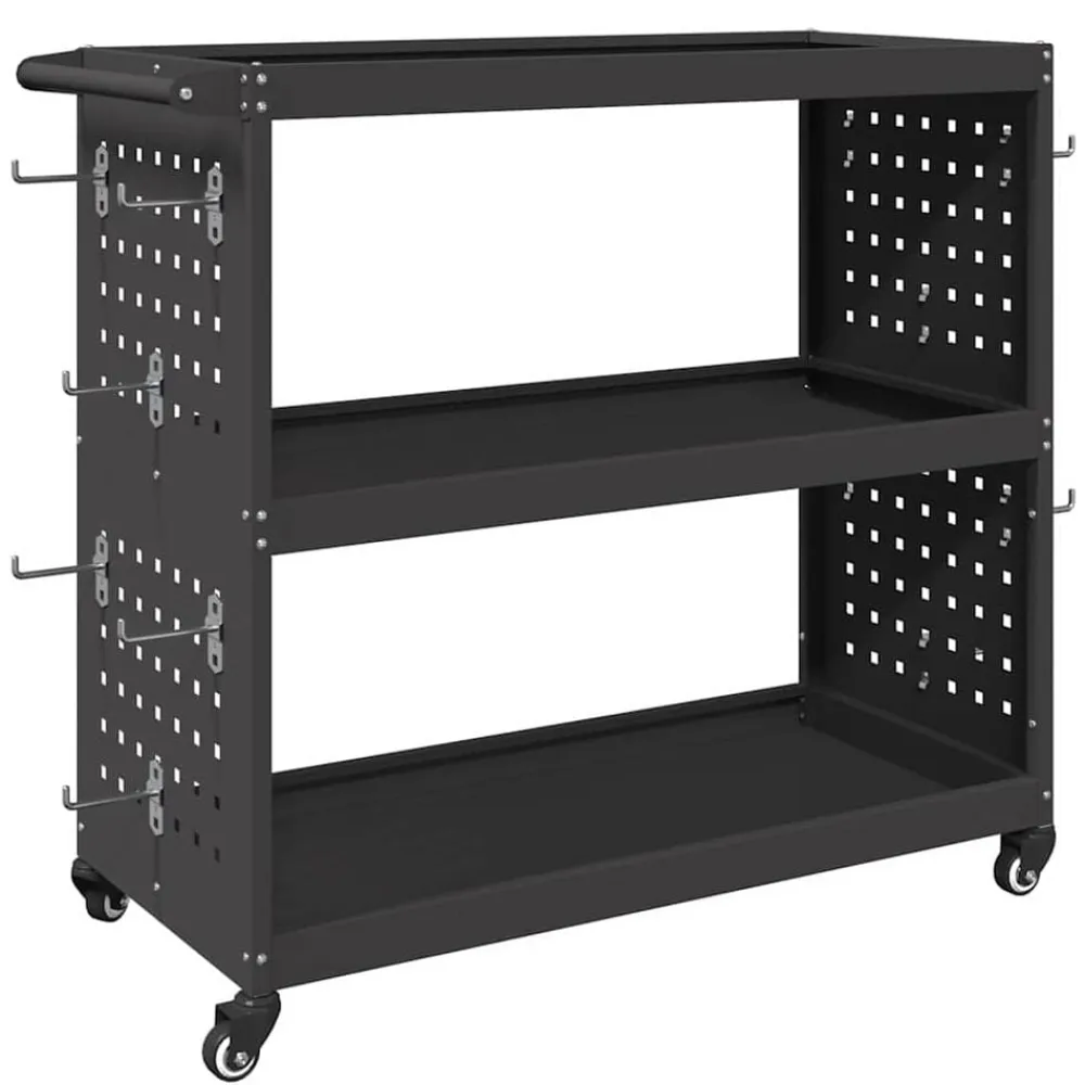 vidaXL Carro de herramientas con estante 75 x 35 x 73 cm Negro New