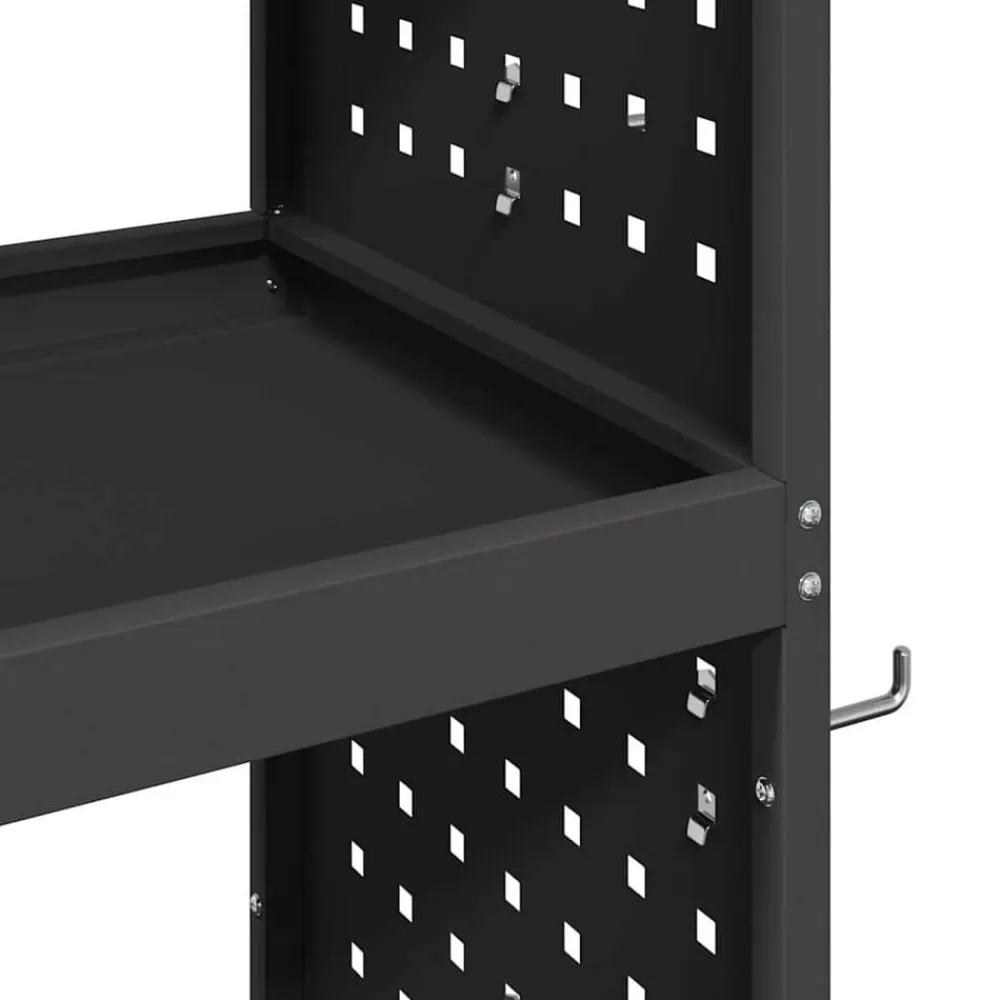 vidaXL Carro de herramientas con estante 75 x 35 x 73 cm Negro New