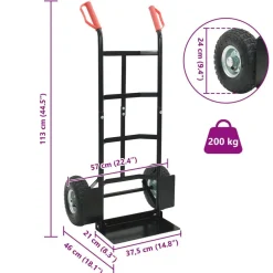vidaXL Herramientas-Carro de mano extensible y rojo 57 x 46 x 113 cm Acero