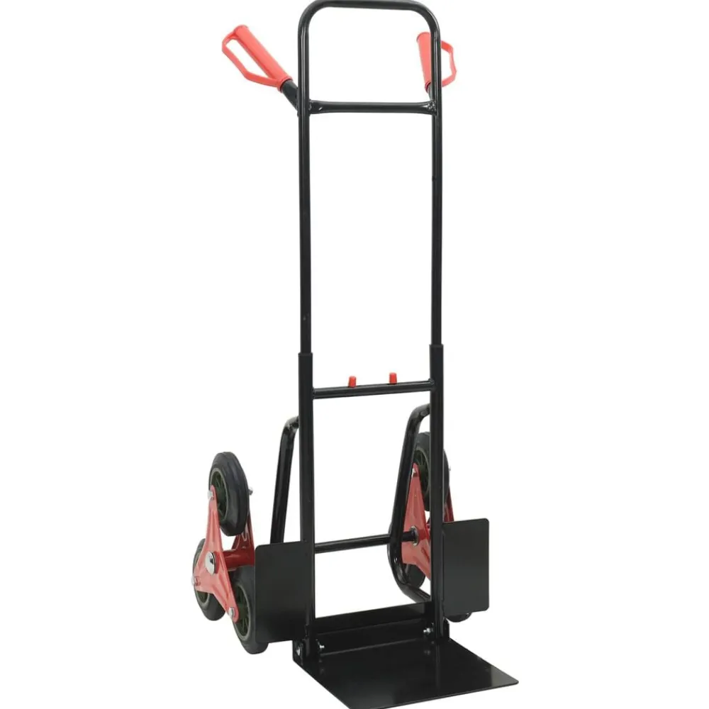 vidaXL Carro de Mano Negro y rojo 64,5 x 49,5 x 114 cm Acero