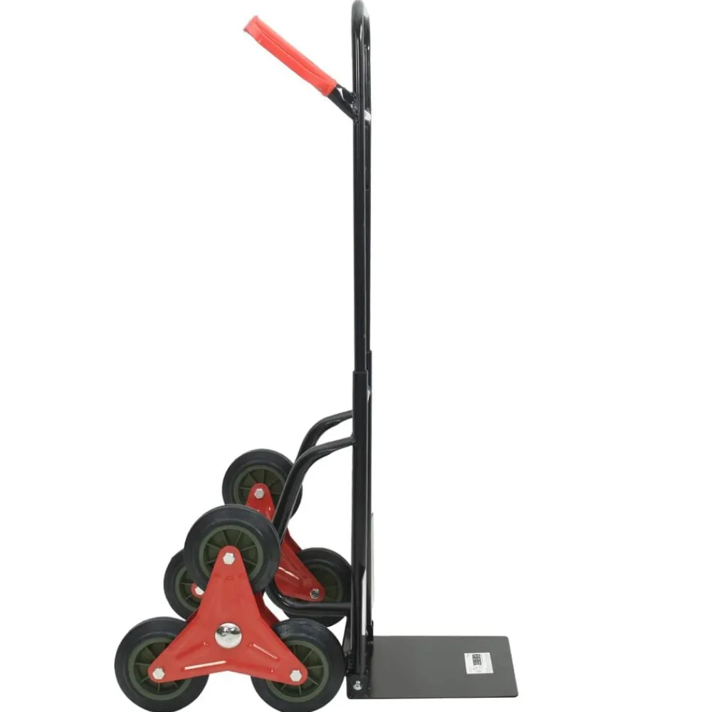 vidaXL Carro de Mano Negro y rojo 64,5 x 49,5 x 114 cm Acero