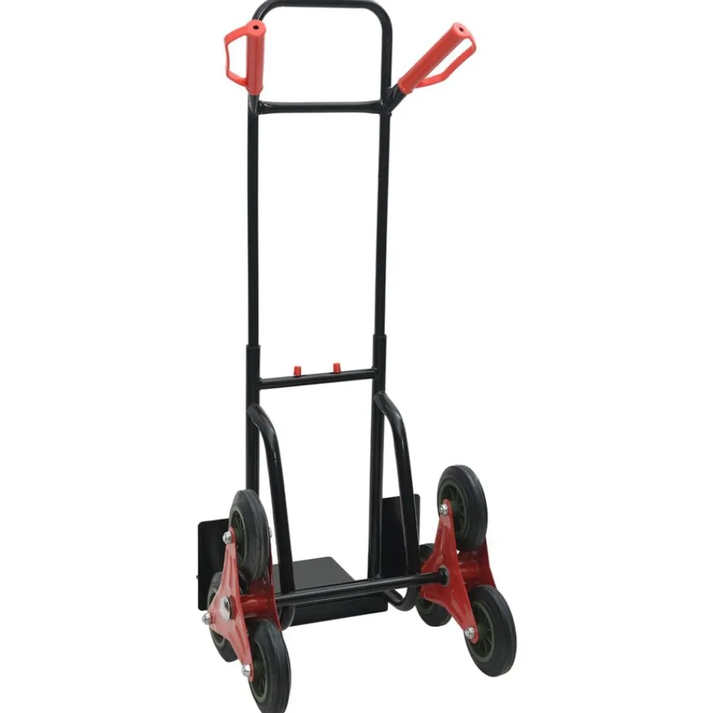 vidaXL Carro de Mano Negro y rojo 64,5 x 49,5 x 114 cm Acero