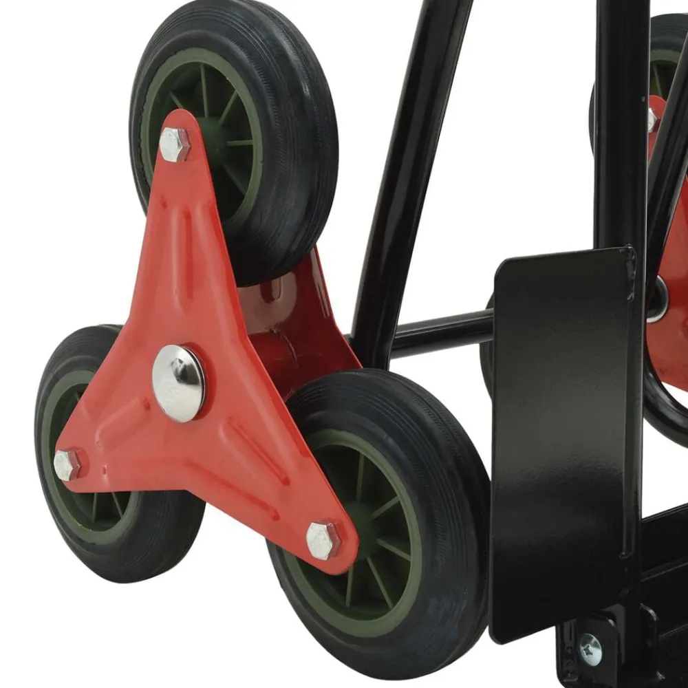 vidaXL Carro de Mano Negro y rojo 64,5 x 49,5 x 114 cm Acero
