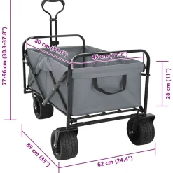 vidaXL Carro de Mano Plegable 89 x 63 x 96 cm Gris Online