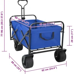 vidaXL Carro de Mano Plegable 89 x 63 x 96 cm Acero y Tela Oxford Azul Hot