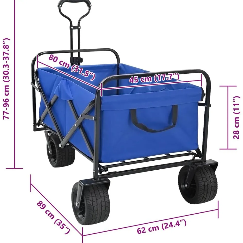 vidaXL Carro de Mano Plegable 89 x 63 x 96 cm Acero y Tela Oxford Azul Hot