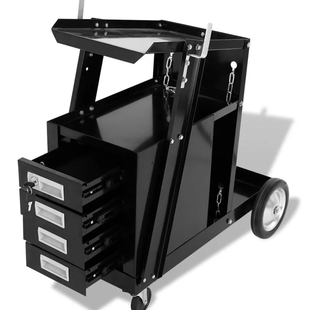 vidaXL Carro de soldar con 4 cajones negro Clearance