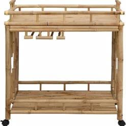 vidaXL Carros E Islas-Carro de Vino con Ruedas Natural 85 x 50 x 93 cm Bambú