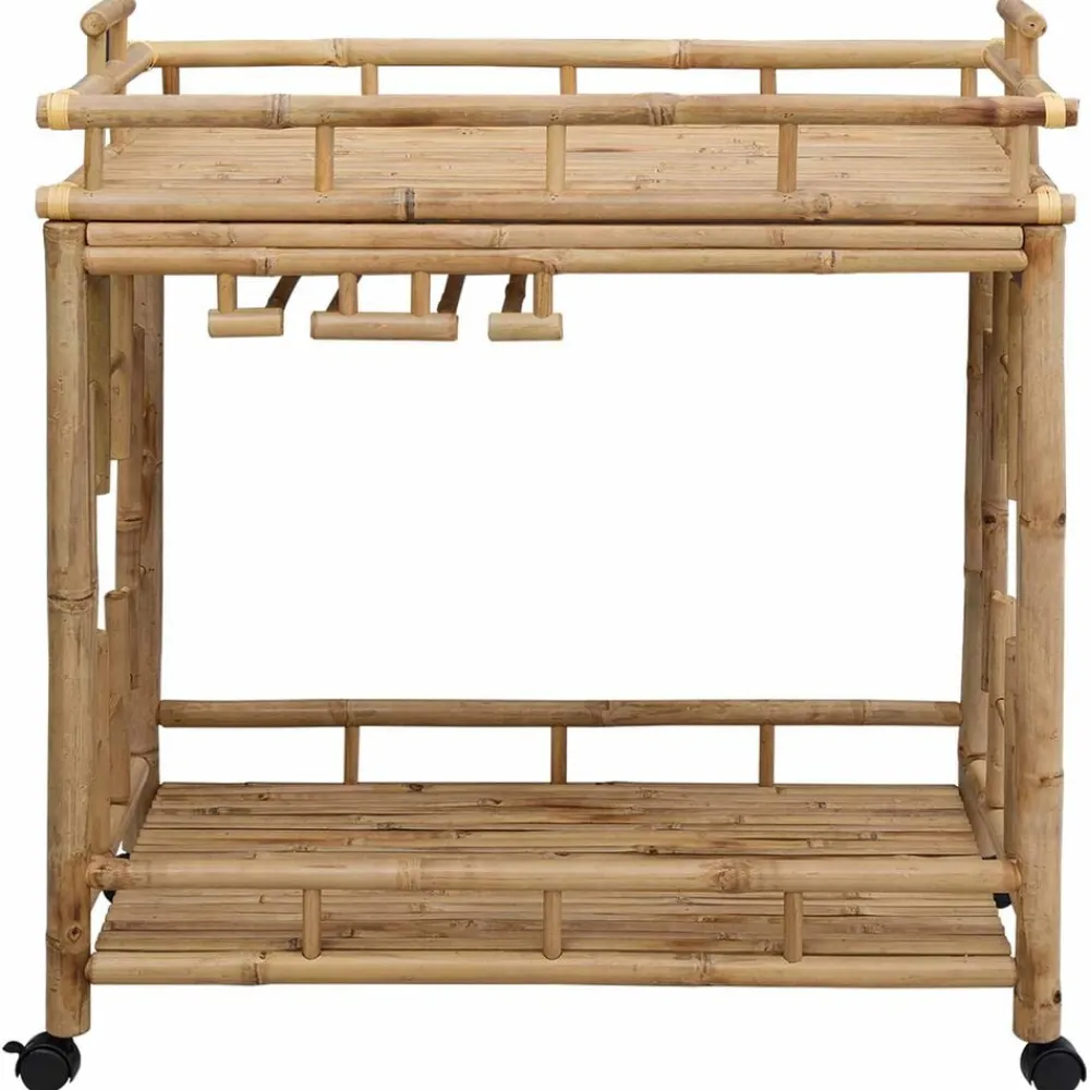 vidaXL Carros E Islas-Carro de Vino con Ruedas Natural 85 x 50 x 93 cm Bambú