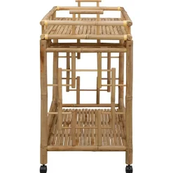 vidaXL Carros E Islas-Carro de Vino con Ruedas Natural 85 x 50 x 93 cm Bambú