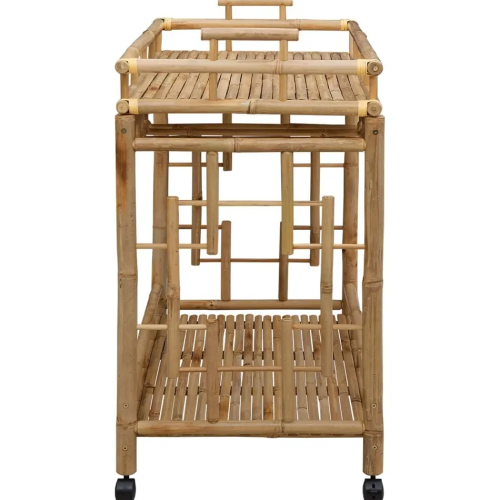 vidaXL Carros E Islas-Carro de Vino con Ruedas Natural 85 x 50 x 93 cm Bambú