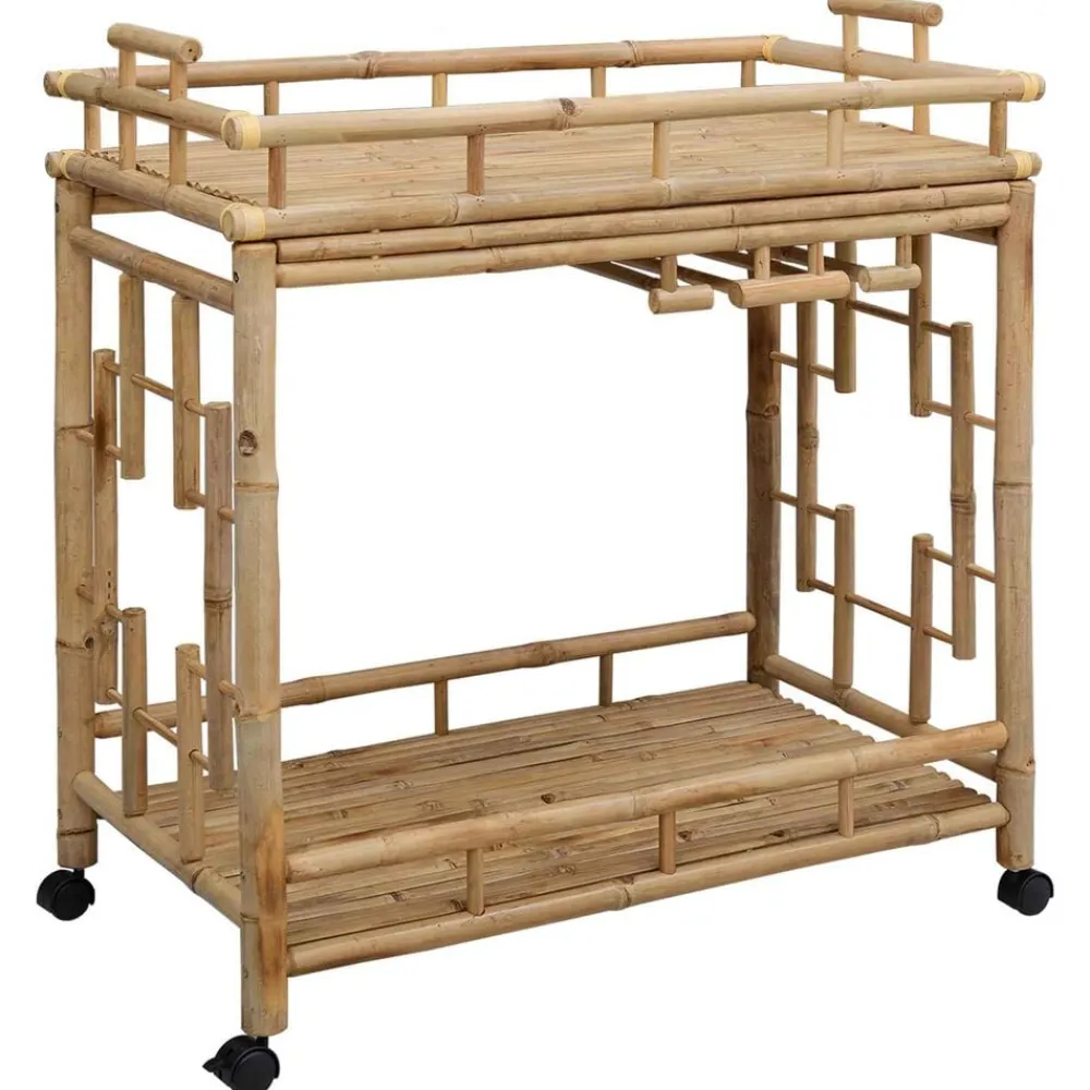 vidaXL Carros E Islas-Carro de Vino con Ruedas Natural 85 x 50 x 93 cm Bambú