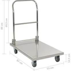 vidaXL Carro portaequipajes acero inoxidable plateado 82x53x86 cm Best