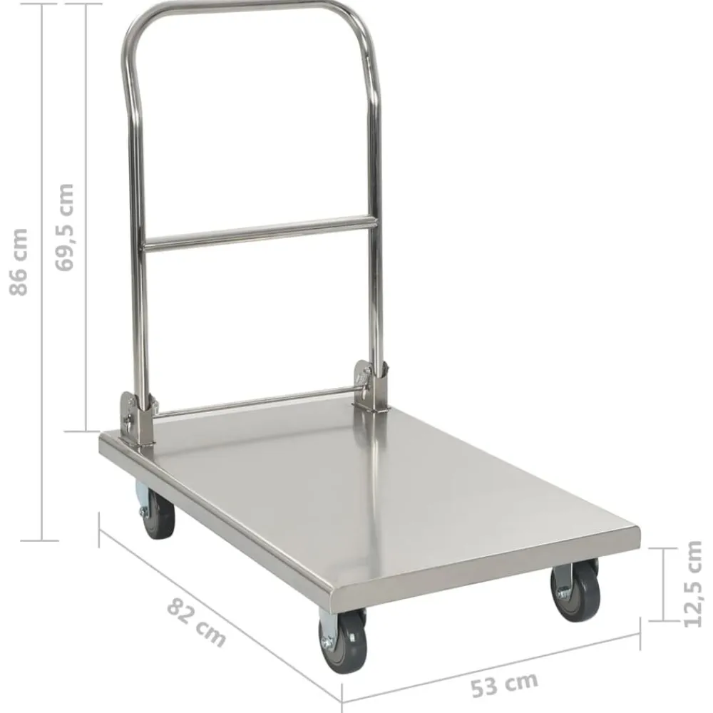 vidaXL Carro portaequipajes acero inoxidable plateado 82x53x86 cm Best