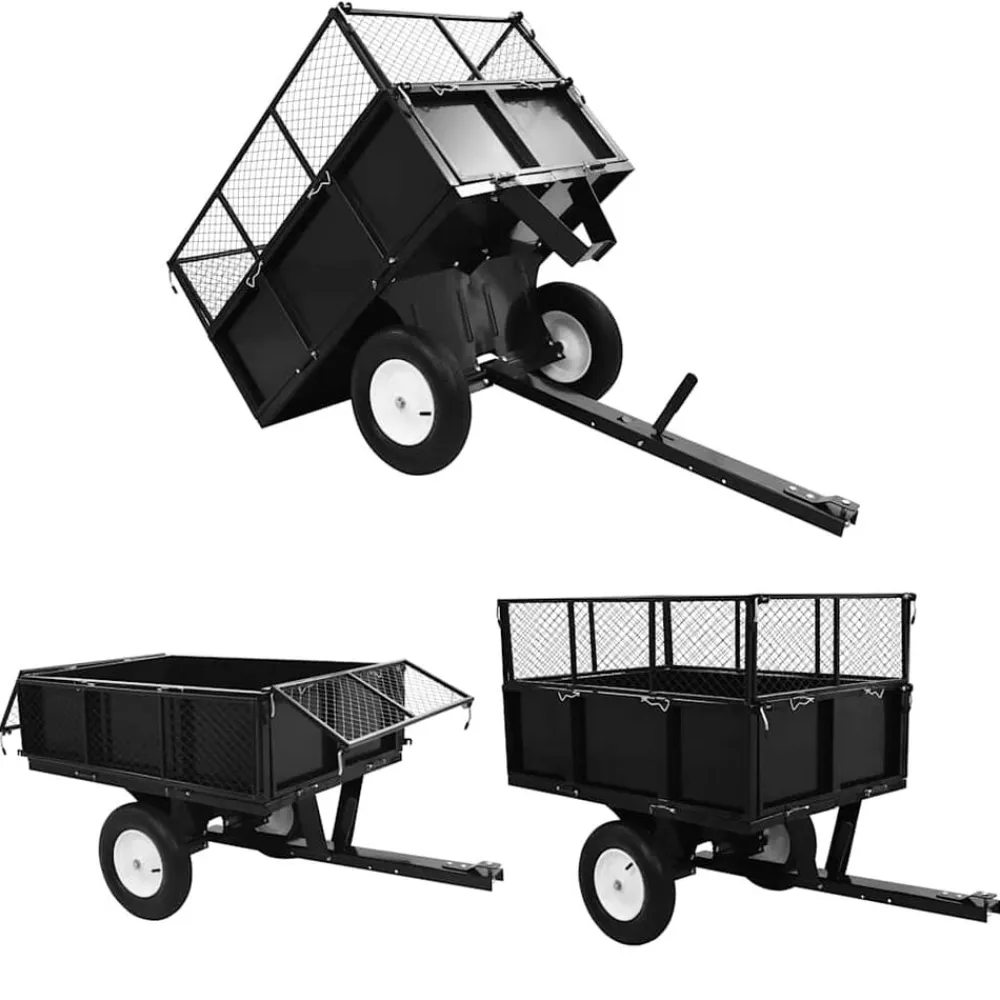 vidaXL Jardín-Carro remolque inclinable de cortacésped carga de 300 kg