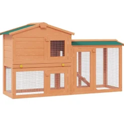 vidaXL Casa de animales grande jaula conejera de madera Marr&oacute;n y verde New