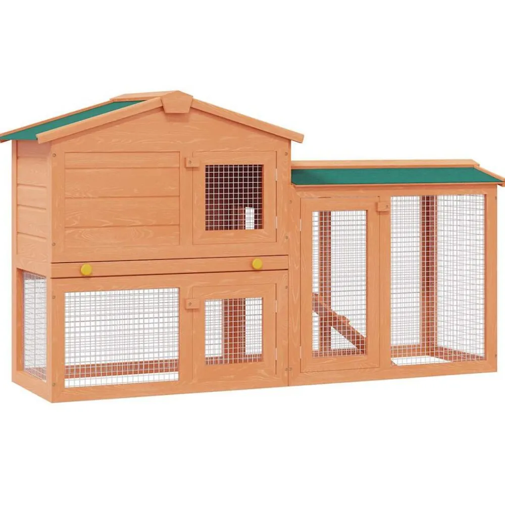 vidaXL Casa de animales grande jaula conejera de madera Marrón y verde New