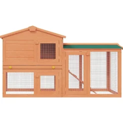vidaXL Casa de animales grande jaula conejera de madera Marrón y verde New