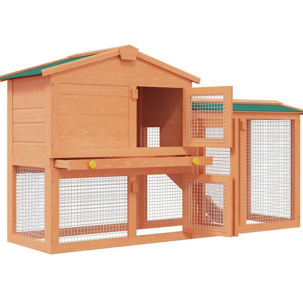 vidaXL Casa de animales grande jaula conejera de madera Marrón y verde New