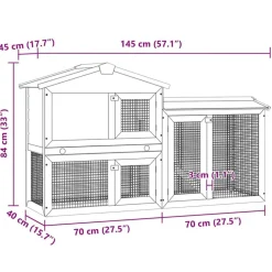 vidaXL Casa de animales grande jaula conejera de madera Marrón y verde New