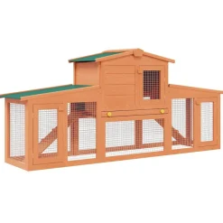 vidaXL Casa de animales pequeños jaula conejera con tejados madera Marr&oacute;n y verde New