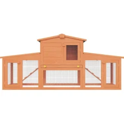 vidaXL Casa de animales pequeños jaula conejera con tejados madera Marrón y verde New