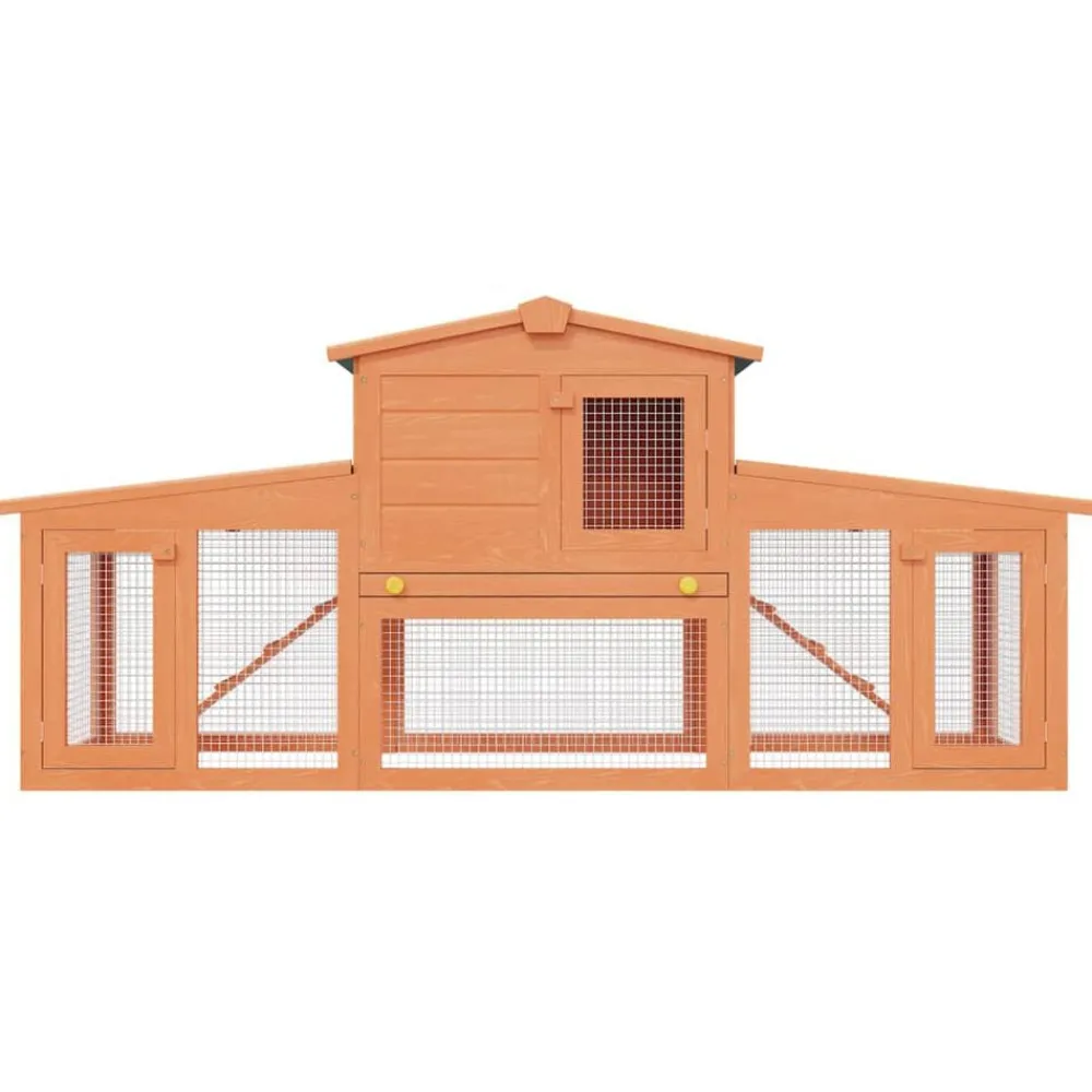 vidaXL Casa de animales pequeños jaula conejera con tejados madera Marrón y verde New