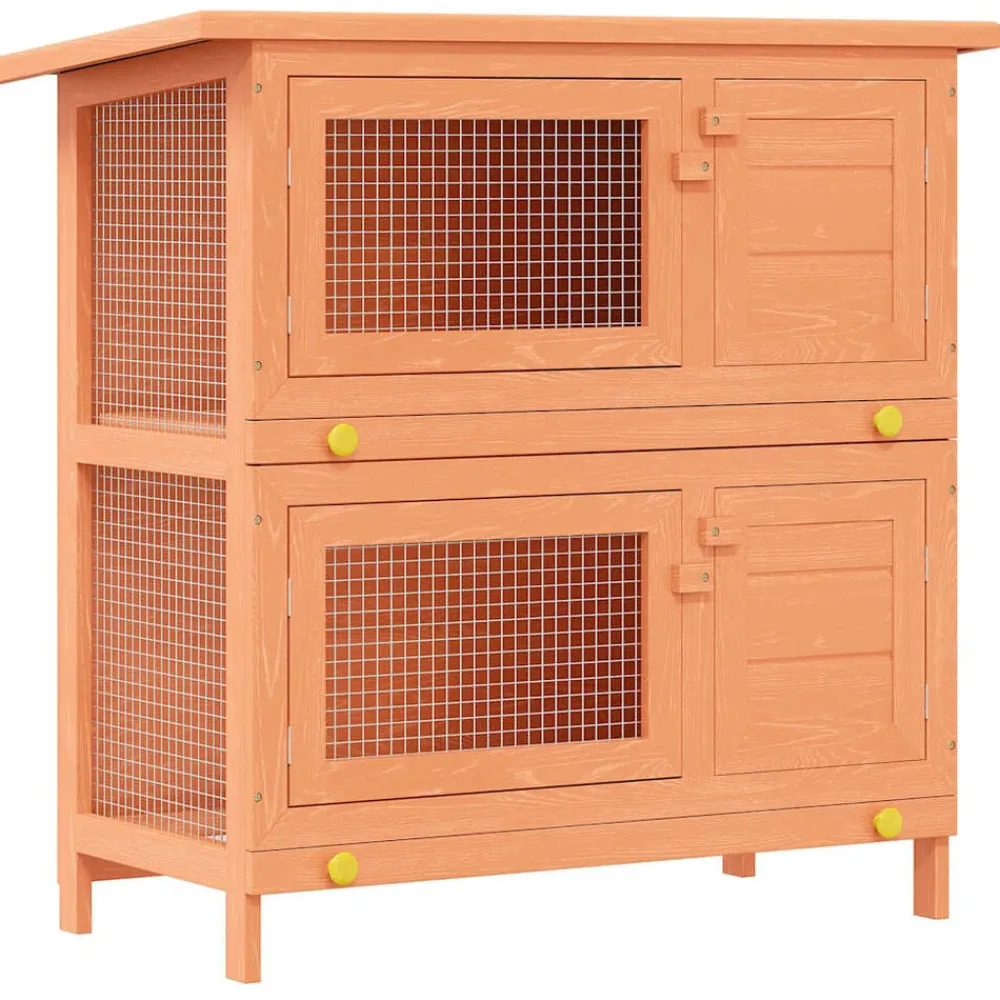 vidaXL Casa de animales pequeños jaula conejera 4 puertas madera Latón Sale