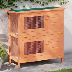 vidaXL Casa de animales pequeños jaula conejera 4 puertas madera Lat&oacute;n Sale