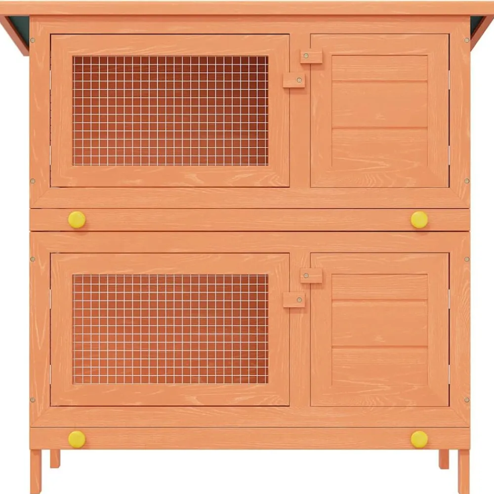 vidaXL Casa de animales pequeños jaula conejera 4 puertas madera Latón Sale