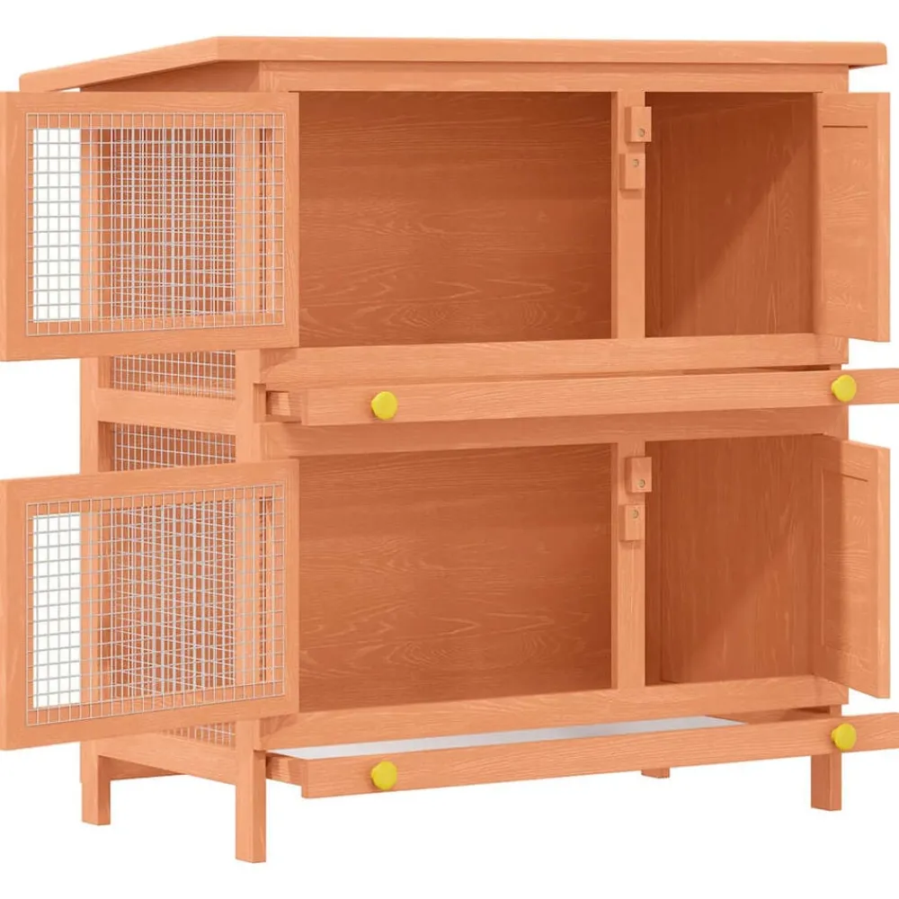 vidaXL Casa de animales pequeños jaula conejera 4 puertas madera Latón Sale
