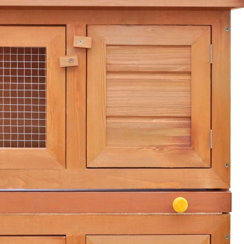 vidaXL Casa de animales pequeños jaula conejera 4 puertas madera Latón Sale