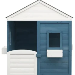 vidaXL Estructuras Para Juegos Al Aire Libre-Casa de juegos con puerta con cierre y macetas madera abeto