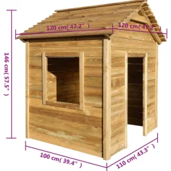 vidaXL Estructuras Para Juegos Al Aire Libre-Casa de juegos de jardín madera de pino 120x120x146 cm