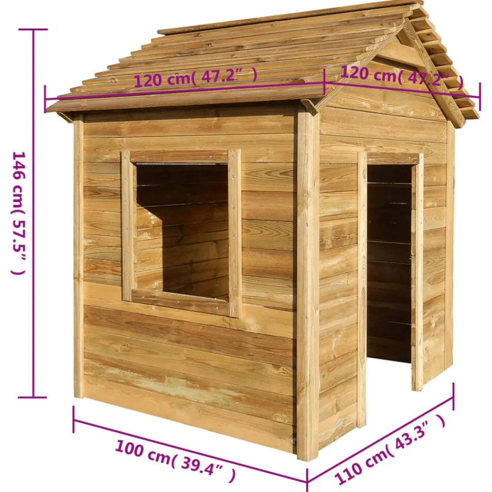 vidaXL Estructuras Para Juegos Al Aire Libre-Casa de juegos de jardín madera de pino 120x120x146 cm