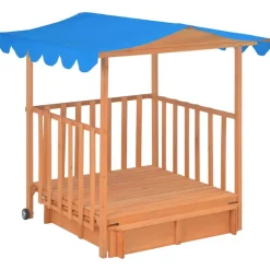 vidaXL Casa de juegos para niños con arenero madera abeto azul UV50 Sale