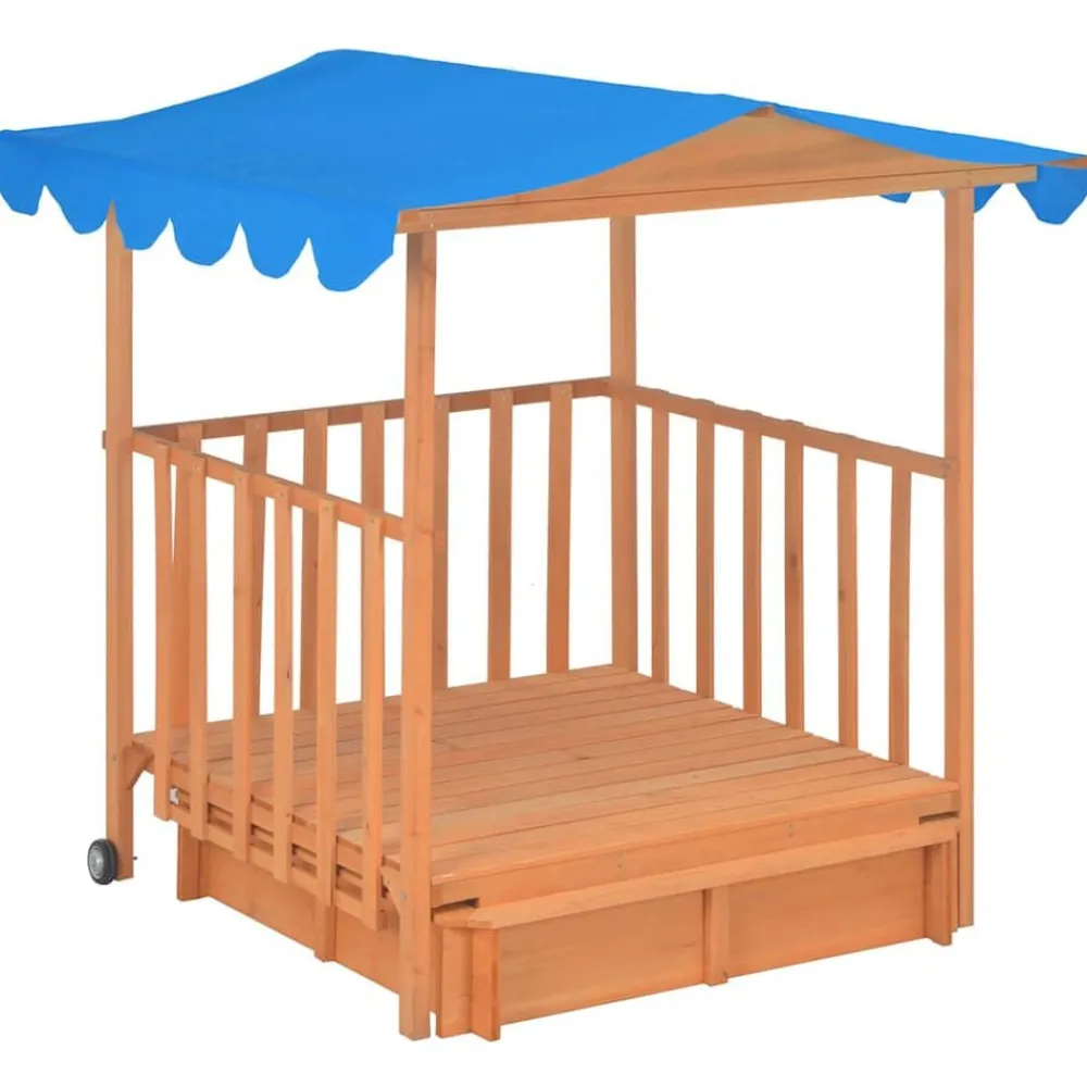 vidaXL Casa de juegos para niños con arenero madera abeto azul UV50 Sale
