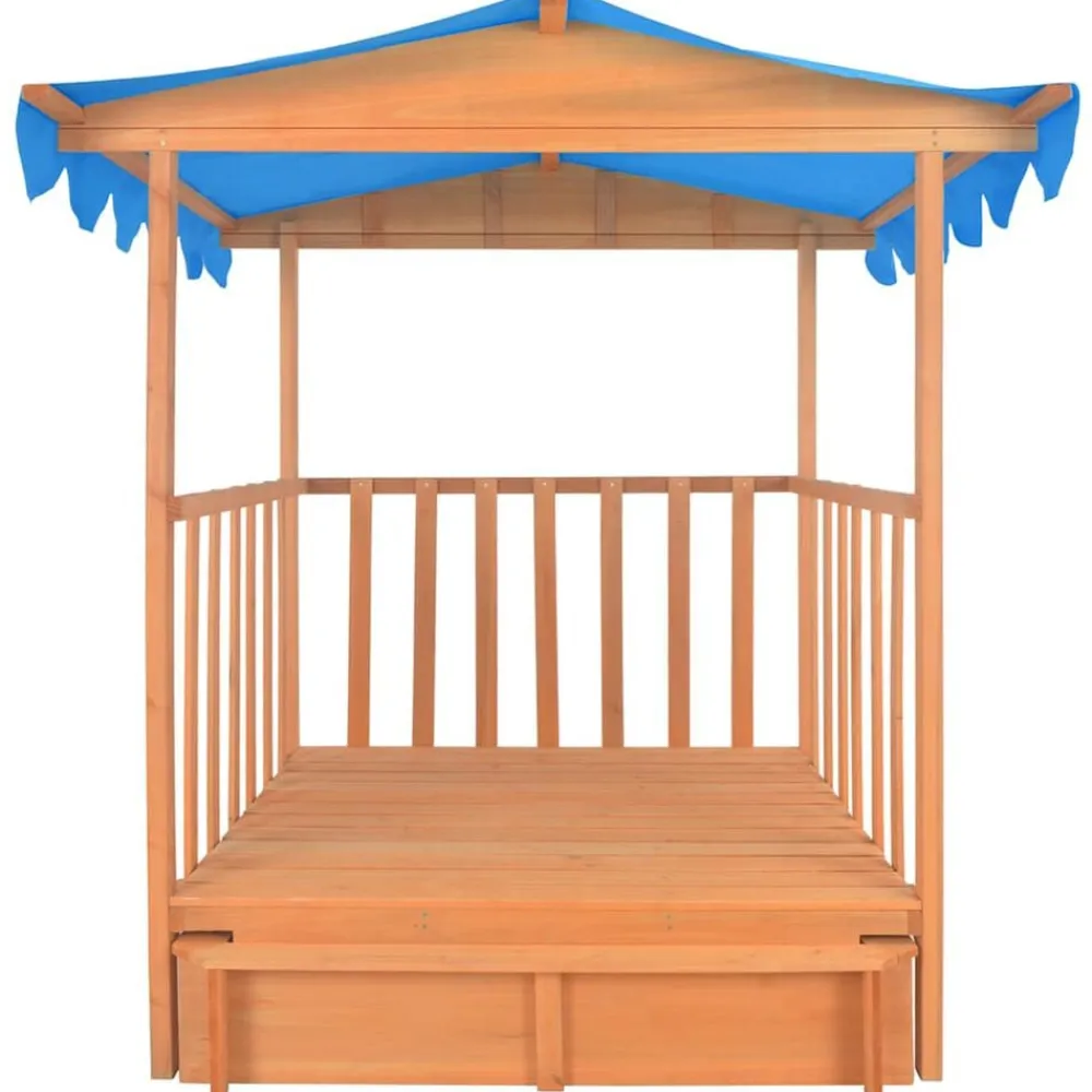 vidaXL Casa de juegos para niños con arenero madera abeto azul UV50 Sale